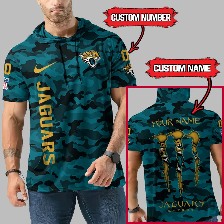 [SPECIAL OFFER] NEW CUSTOMIZED NFL30 JSJ JACKSONVILLE JAGUARS SHORT SLEEVE HOODIE
