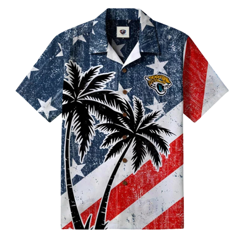 [SPECIAL OFFER] NEW CUSTOMIZED NFL30 JSJ JACKSONVILLE JAGUARS PATRIOTIC 250 USA HAWAIIAN SHIRT