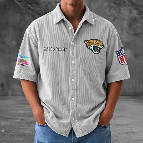 [SPECIAL OFFER] NEW CUSTOMIZED NFL30 JSJ JACKSONVILLE JAGUARS SEERSUCKER BUTTON SHIRT