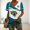 SPECIAL OFFER] NEW CUSTOMIZED NFL30 JSJ JACKSONVILLE JAGUARS V-NECK FEMALE SHIRT
