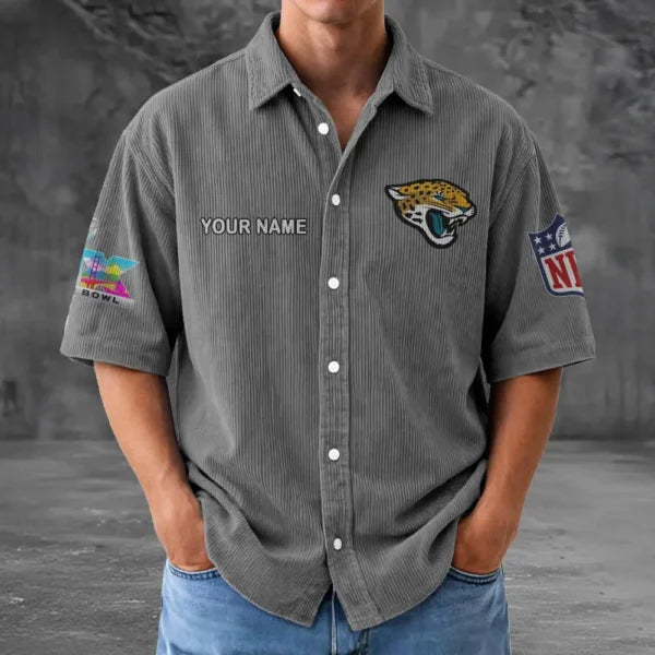 [SPECIAL OFFER] NEW CUSTOMIZED NFL30 JSJ JACKSONVILLE JAGUARS SEERSUCKER BUTTON SHIRT