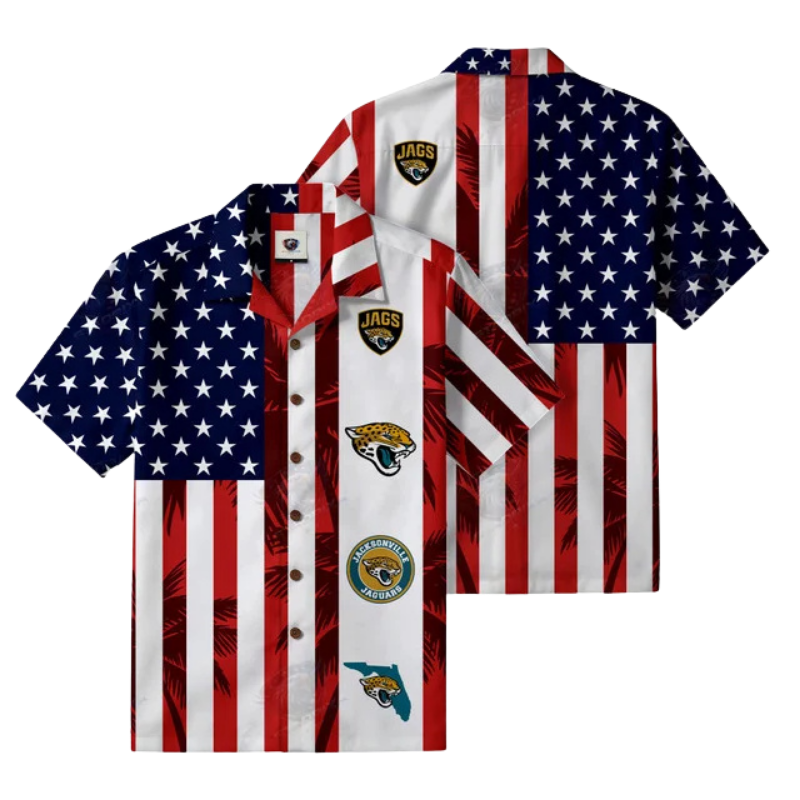[SPECIAL OFFER] NEW CUSTOMIZED NFL30 JSJ JACKSONVILLE JAGUARS PATRIOTIC 250 USA HAWAIIAN SHIRT