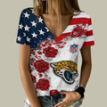 [SPECIAL OFFER] NEW CUSTOMIZED NFL30 JSJ JACKSONVILLE JAGUARS V-NECK FEMALE SHIRT