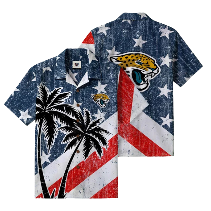 [SPECIAL OFFER] NEW CUSTOMIZED NFL30 JSJ JACKSONVILLE JAGUARS PATRIOTIC 250 USA HAWAIIAN SHIRT