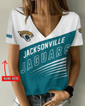 [SPECIAL OFFER] NEW CUSTOMIZED NFL30 JSJ JACKSONVILLE JAGUARS V-NECK FEMALE SHIRT