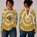 [SPECIAL OFFER] NEW CUSTOMIZED NFL30 JSJ JACKSONVILLE JAGUARS WOMEN'S BACK V-CUT LONG-SLEEVE SHIRT