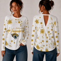 [SPECIAL OFFER] NEW CUSTOMIZED NFL30 JSJ JACKSONVILLE JAGUARS WOMEN'S BACK V-CUT LONG-SLEEVE SHIRT