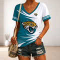 [SPECIAL OFFER] NEW CUSTOMIZED NFL30 JSJ JACKSONVILLE JAGUARS V-NECK FEMALE SHIRT