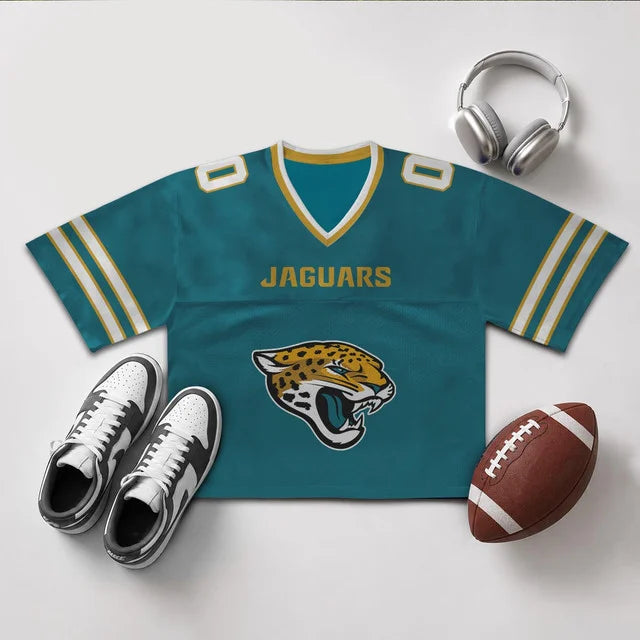 [SPECIAL OFFER] NEW CUSTOMIZED NFL30 JSJ JACKSONVILLE JAGUARS V-NECK JERSEY CROP TOP