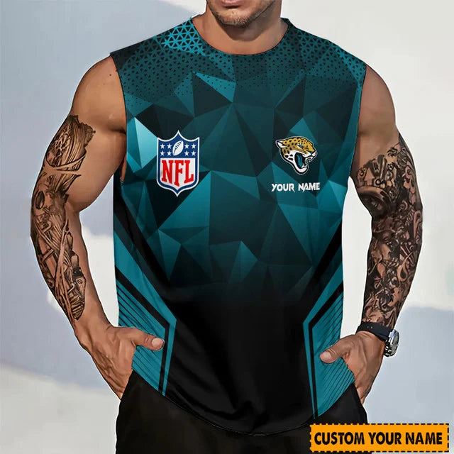 [SPECIAL OFFER] NEW CUSTOMIZED NFL30 JSJ JACKSONVILLE JAGUARS MEN'S GYM SHIRT
