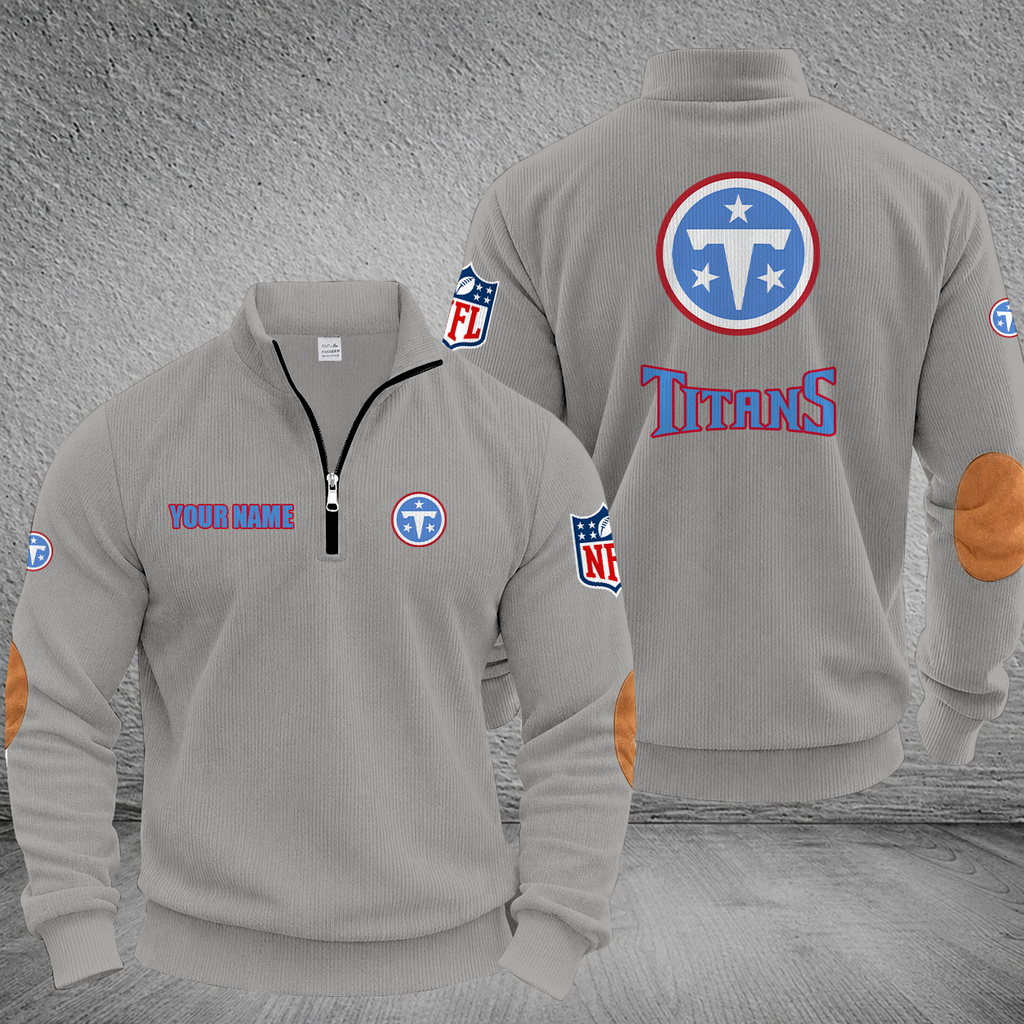 [SPECIAL OFFER] NEW CUSTOMIZED NFL31 TST TENNESSEE TITANS MULTICOLOR STRIPED QUATER ZIP SWEATSHIRT