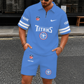 [SPECIAL OFFER] NEW CUSTOMIZED NFL31 TST TENNESSEE TITANS QUARTER-ZIP POLO SHIRT & SHORTS SET