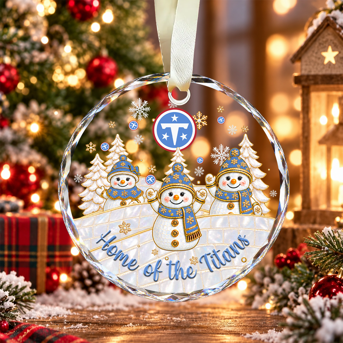 [SPECIAL OFFER] NEW CUSTOMIZED NFL31 TST TENNESSEE TITANS ROUND GLASS ORNAMENT