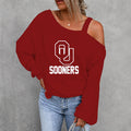 [FAN FAVORITE] NEW CUSTOMIZED NCAA FBS31 OUS OKLAHOMA SOONERS WOMEN'S OFF-SHOULDER LONG SLEEVE SHIRT