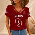[FAN FAVORITE] NEW CUSTOMIZED NCAA FBS31 OUS OKLAHOMA SOONERS V-NECK SHIRT