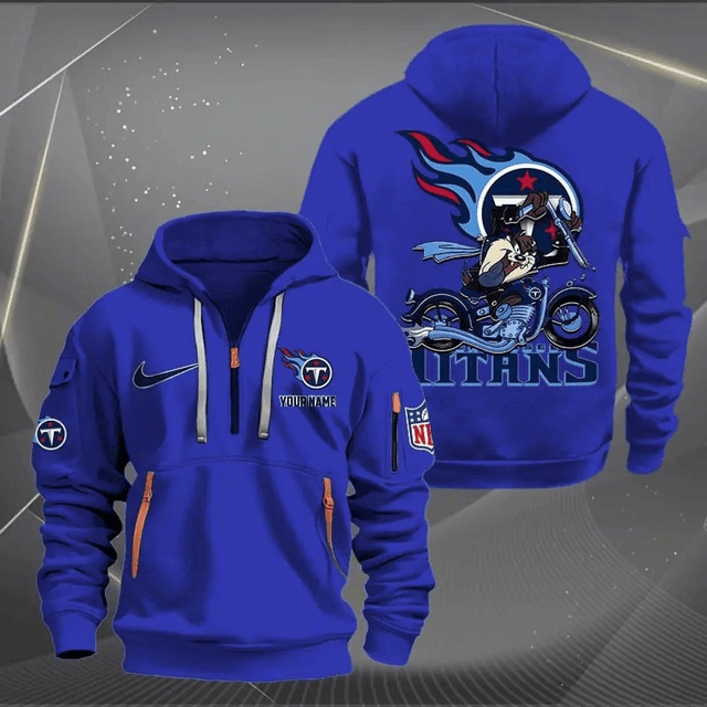 [SPECIAL OFFER] NEW CUSTOMIZED NFL31 TST TENNESSEE TITANS MUTICOLOR QUARTER ZIP HOODIE