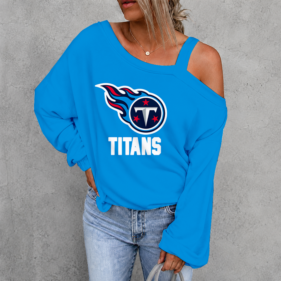 [SPECIAL OFFER] NEW CUSTOMIZED NFL31 TST TENNESSEE TITANS WOMEN'S OFF-SHOULDER LONG SLEEVE SHIRT