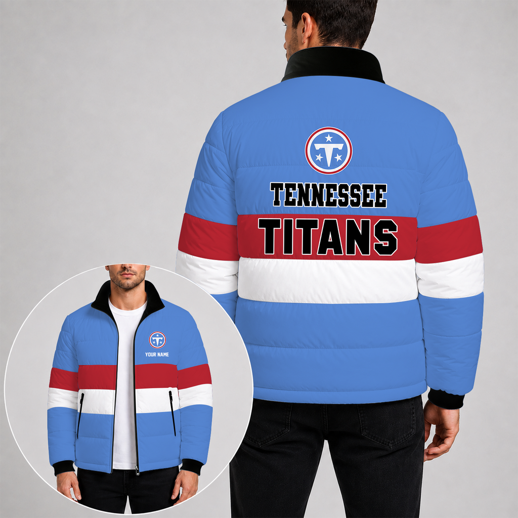 [SPECIAL OFFER] NEW CUSTOMIZED NFL31 TST TENNESSEE TITANS PUFFER JACKET