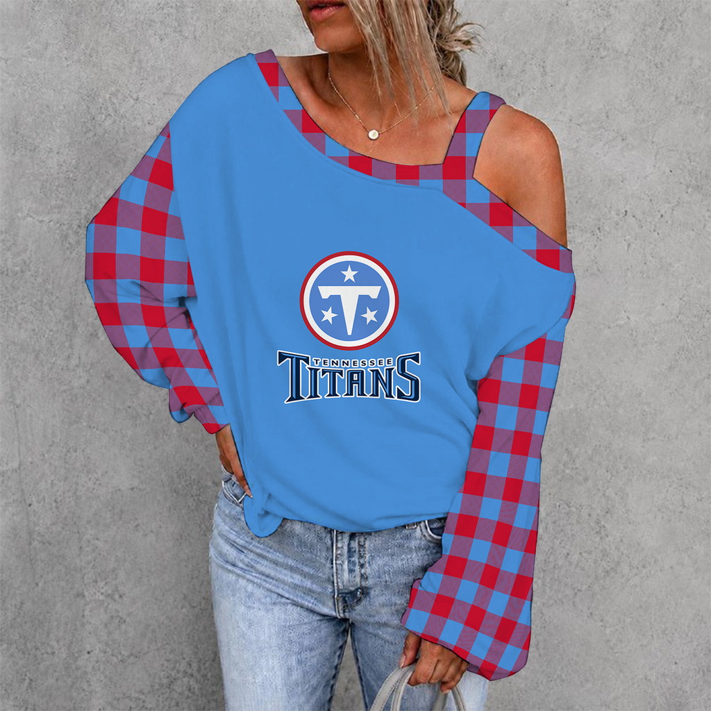[SPECIAL OFFER] NEW CUSTOMIZED NFL31 TST TENNESSEE TITANS WOMEN'S OFF-SHOULDER LONG SLEEVE SHIRT