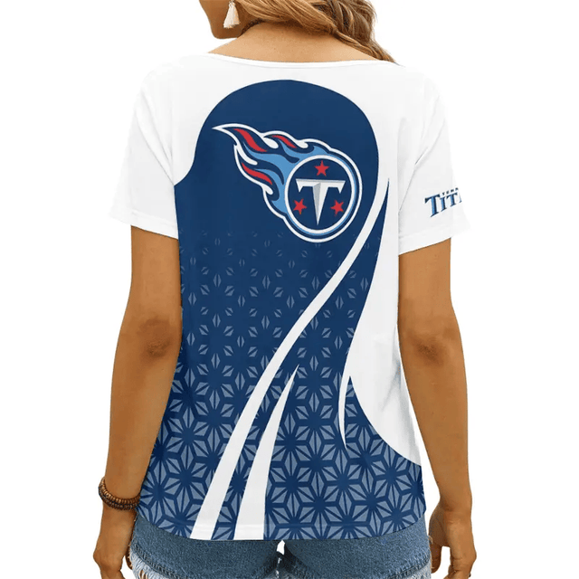 [SPECIAL OFFER] NEW CUSTOMIZED NFL31 TST TENNESSEE TITANS V-NECK FEMALE SHIRT