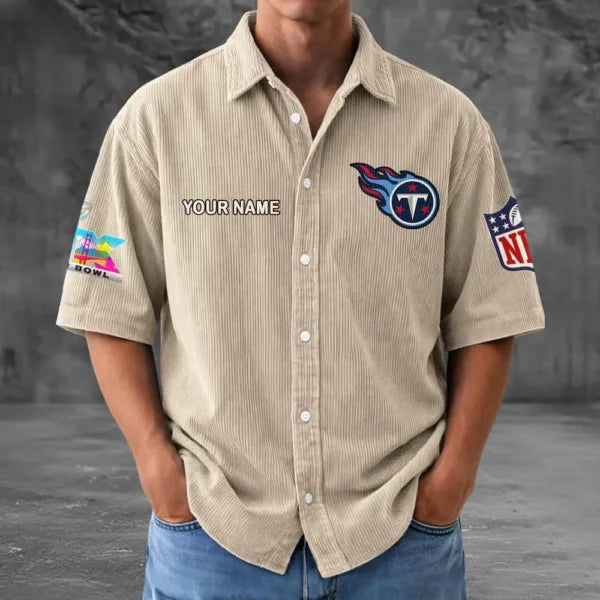 [SPECIAL OFFER] NEW CUSTOMIZED NFL31 TST TENNESSEE TITANS SEERSUCKER BUTTON SHIRT