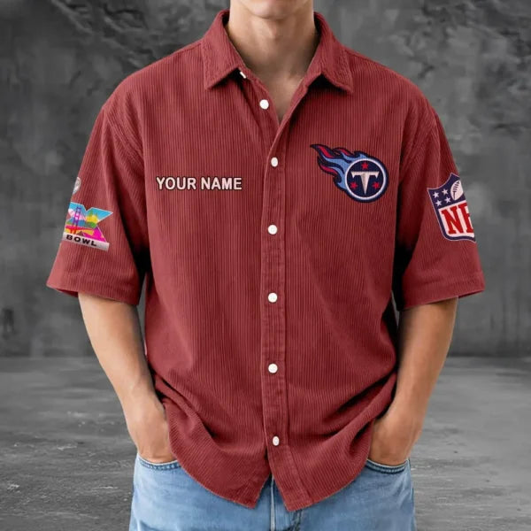 [SPECIAL OFFER] NEW CUSTOMIZED NFL31 TST TENNESSEE TITANS SEERSUCKER BUTTON SHIRT