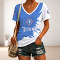 [SPECIAL OFFER] NEW CUSTOMIZED NFL31 TST TENNESSEE TITANS V-NECK FEMALE SHIRT