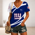 [SPECIAL OFFER] NEW CUSTOMIZED NFL32 NYG NEW YORK GIANTS V-NECK FEMALE SHIRT