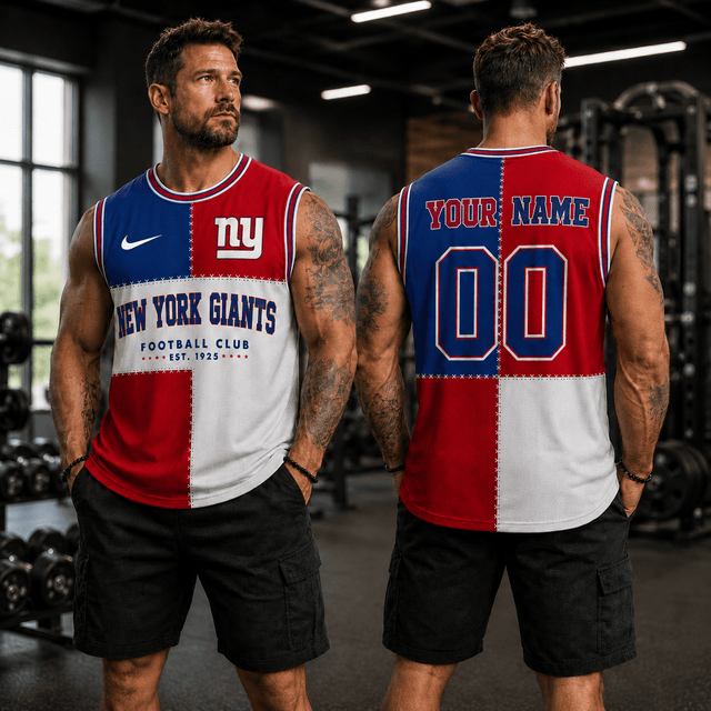 [SPECIAL OFFER] NEW CUSTOMIZED NFL32 NYG NEW YORK GIANTS MEN'S GYM SHIRT