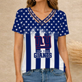 [SPECIAL OFFER] NEW CUSTOMIZED NFL32 NYG NEW YORK GIANTS V-NECK SHIRT