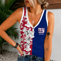 [SPECIAL OFFER] NEW CUSTOMIZED NFL32 NYG NEW YORK GIANTS WOMEN'S V-NECK TANK TOP