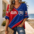 [SPECIAL OFFER] NEW CUSTOMIZED NFL32 NYG NEW YORK GIANTS WOMEN'S HEART V-NECK LONG SLEEVE SHIRT