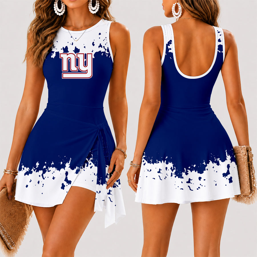[SPECIAL OFFER] NEW CUSTOMIZED NFL32 NYG NEW YORK GIANTS WOMEN'S SUMMER SKORT DRESS