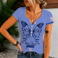 [SPECIAL OFFER] NEW CUSTOMIZED NFL32 NYG NEW YORK GIANTS WOMEN'S SHORT SLEEVE HENLEY T-SHIRT