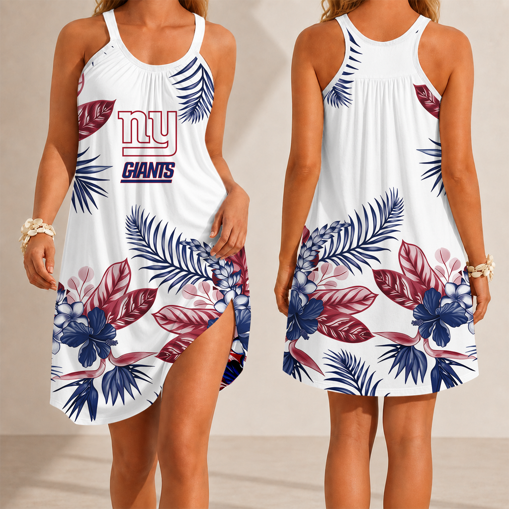 [SPECIAL OFFER] NEW CUSTOMIZED NFL32 NYG NEW YORK GIANTS CAMISOLE DRESS
