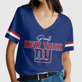 [SPECIAL OFFER] NEW CUSTOMIZED NFL32 NYG NEW YORK GIANTS V-NECK FEMALE SHIRT