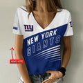[SPECIAL OFFER] NEW CUSTOMIZED NFL32 NYG NEW YORK GIANTS V-NECK FEMALE SHIRT