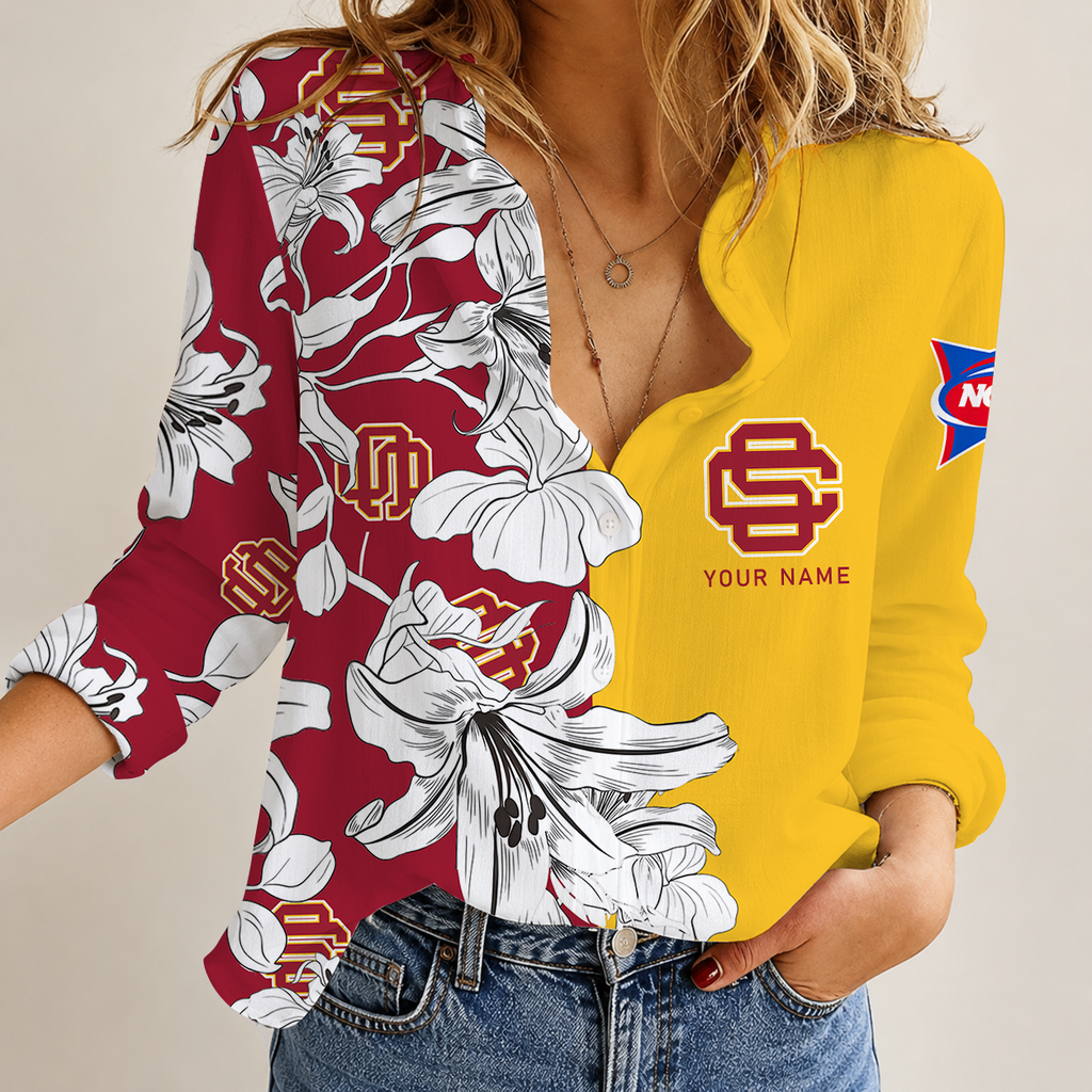 [FAN FAVORITE] NEW CUSTOMIZED NCAA FBS32 USC USC TROJANS WOMEN CASUAL SHIRT