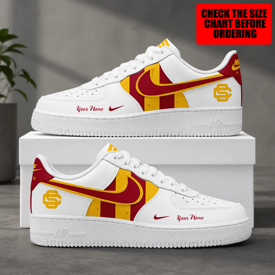 [FAN FAVORITE] NEW CUSTOMIZED NCAA FBS32 USC USC TROJANS AF1 SHOES