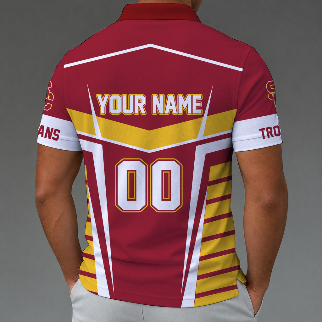 [FAN FAVORITE] NEW CUSTOMIZED NCAA FBS32 USC USC TROJANS POLO SHIRT