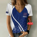 [SPECIAL OFFER] NEW CUSTOMIZED NFL32 NYG NEW YORK GIANTS V-NECK FEMALE SHIRT
