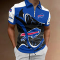 [SPECIAL OFFER] NEW CUSTOMIZED NFL03 BFB BUFFALO BILLS ZIP POLO SHIRT