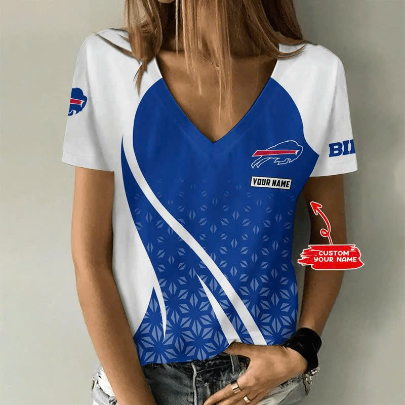 [SPECIAL OFFER] NEW CUSTOMIZED NFL03 BFB BUFFALO BILLS V-NECK FEMALE SHIRT