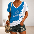 [SPECIAL OFFER] NEW CUSTOMIZED NFL04 DTL DETROIT LIONS V-NECK FEMALE SHIRT