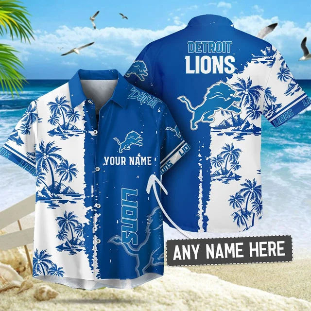 [SPECIAL OFFER] NEW CUSTOMIZED NFL04 DTL DETROIT LIONS UNISEX HAWAIIAN SHIRT & SHORTS SET