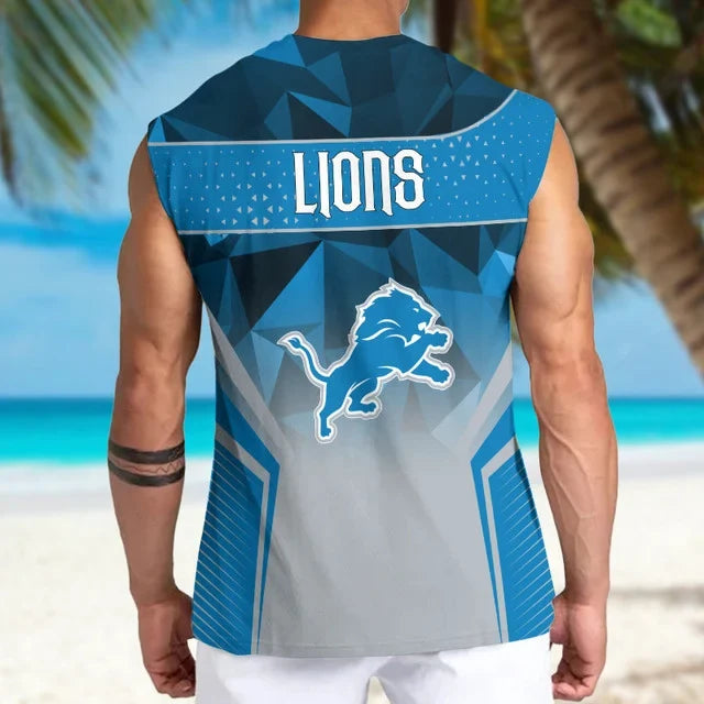 [SPECIAL OFFER] NEW CUSTOMIZED NFL04 DTL DETROIT LIONS MEN'S GYM SHIRT
