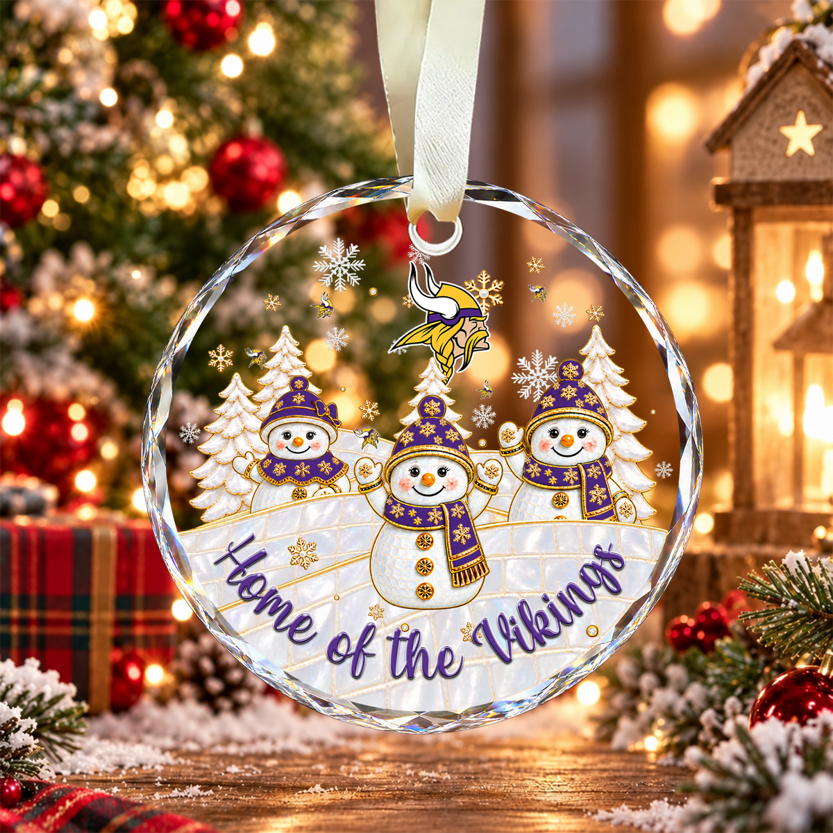[SPECIAL OFFER] NEW CUSTOMIZED NFL05 MVK MINNESOTA VIKINGS ROUND GLASS ORNAMENT