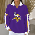 [SPECIAL OFFER] NEW CUSTOMIZED NFL05 MVK MINNESOTA VIKINGS QUARTER ZIP RIBBED SWEATER