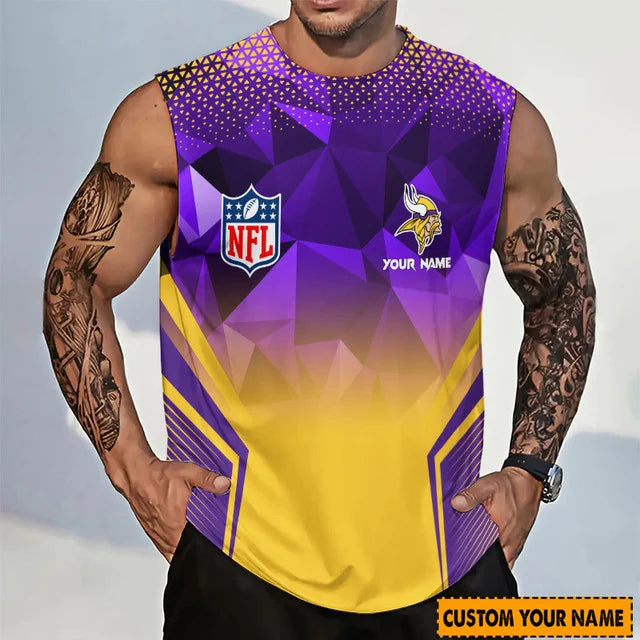 [SPECIAL OFFER] NEW CUSTOMIZED NFL05 MVK MINNESOTA VIKINGS MEN'S GYM SHIRT