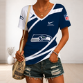 [SPECIAL OFFER] NEW CUSTOMIZED NFL06 SSH SEATTLE SEAHAWKS V-NECK FEMALE SHIRT